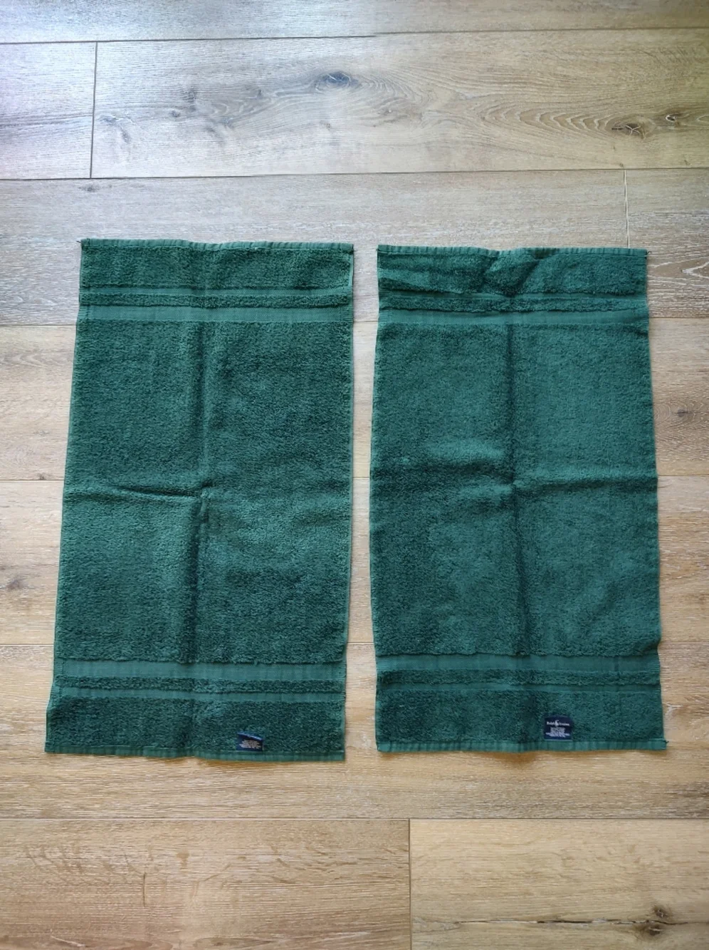 Ralph Lauren Vintage Green Cotton Hand Towels Set Of 2 Made In USA 90s